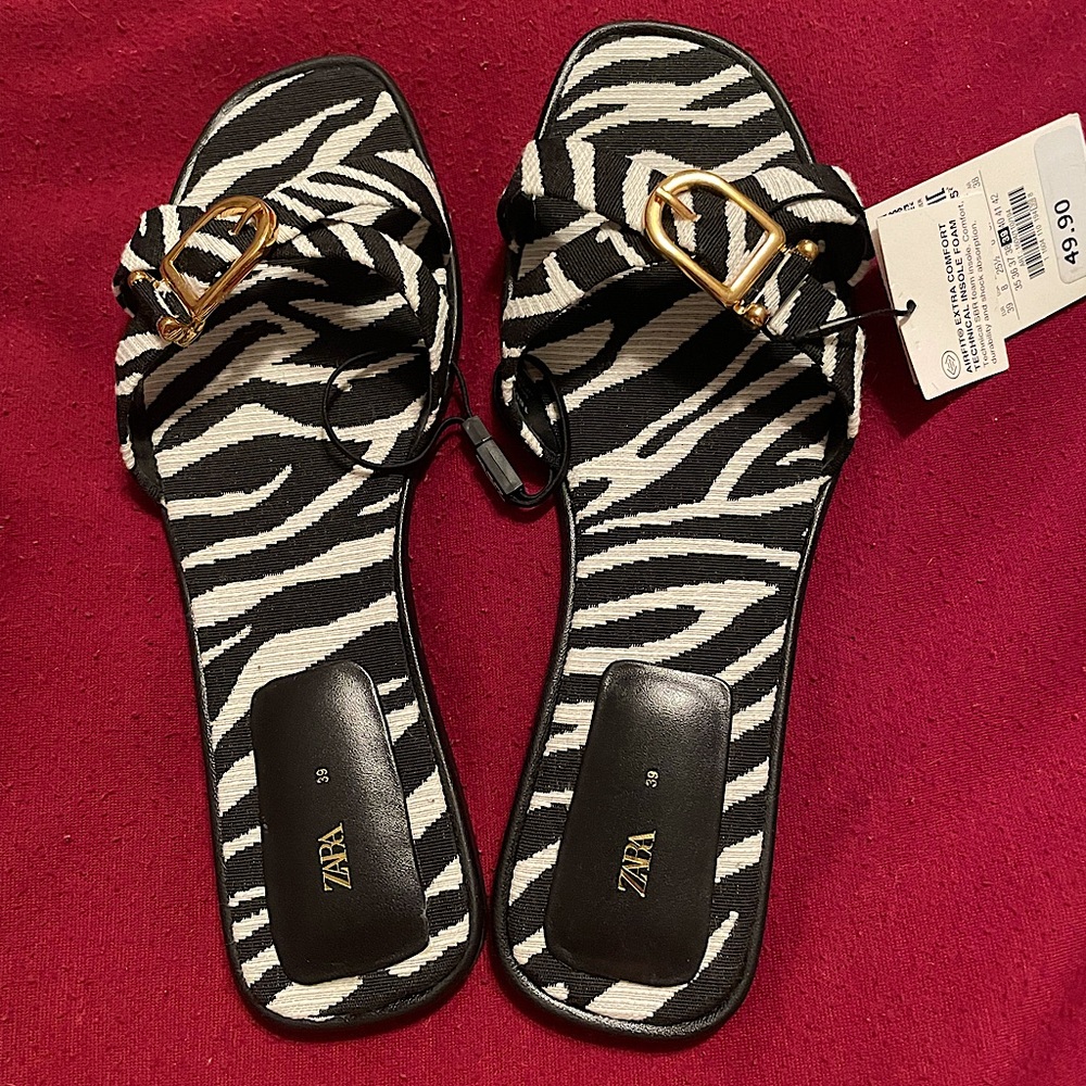 Zara zebra print sandals NWT